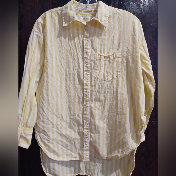 Anthropologie Maeve The Bennet Striped Button Down Hi/Low Shirt - Picture 2 of 8